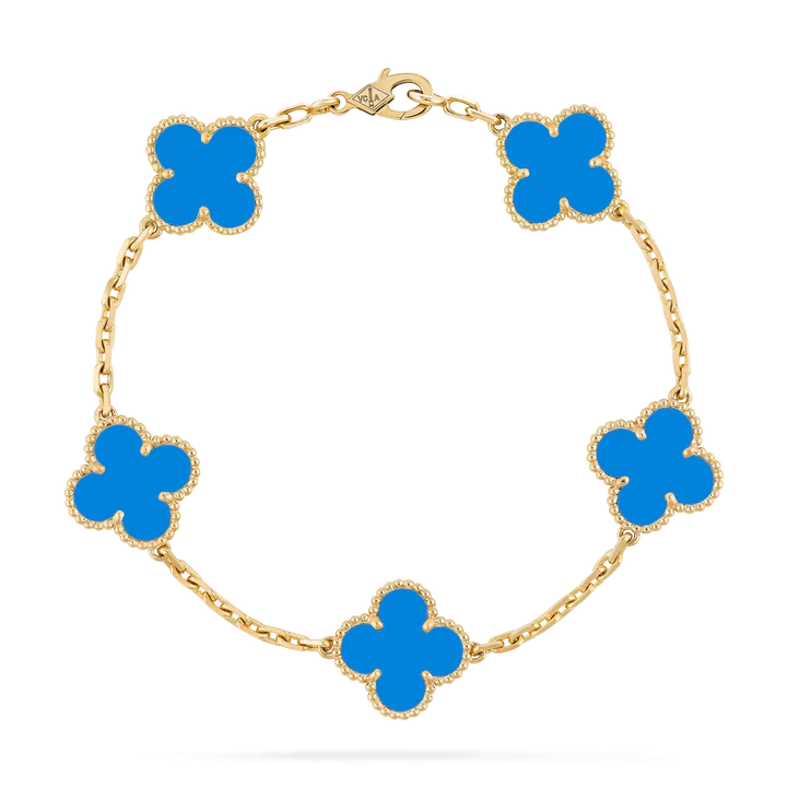 CLOVER AGATE GOLD BRACELET 5 MOTIFS