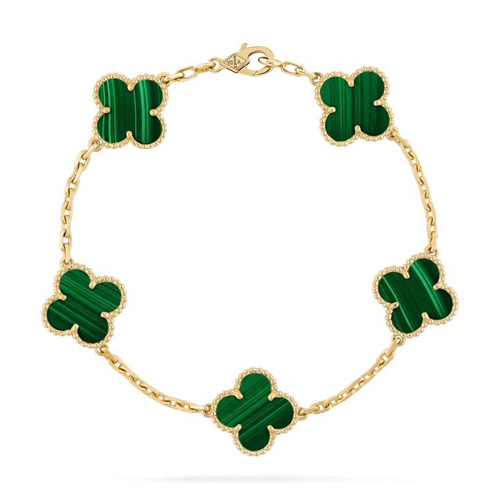 CLOVER MALACHITE BRACELET 5 MOTIFS