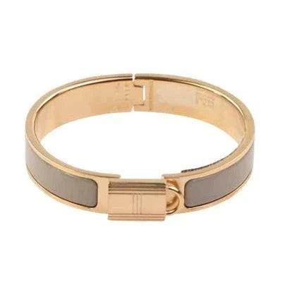 H LOCK GREY PINK GOLD BRACELET 12MM