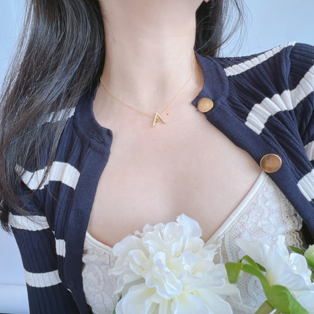 Sparkling 'A' Shape Necklace