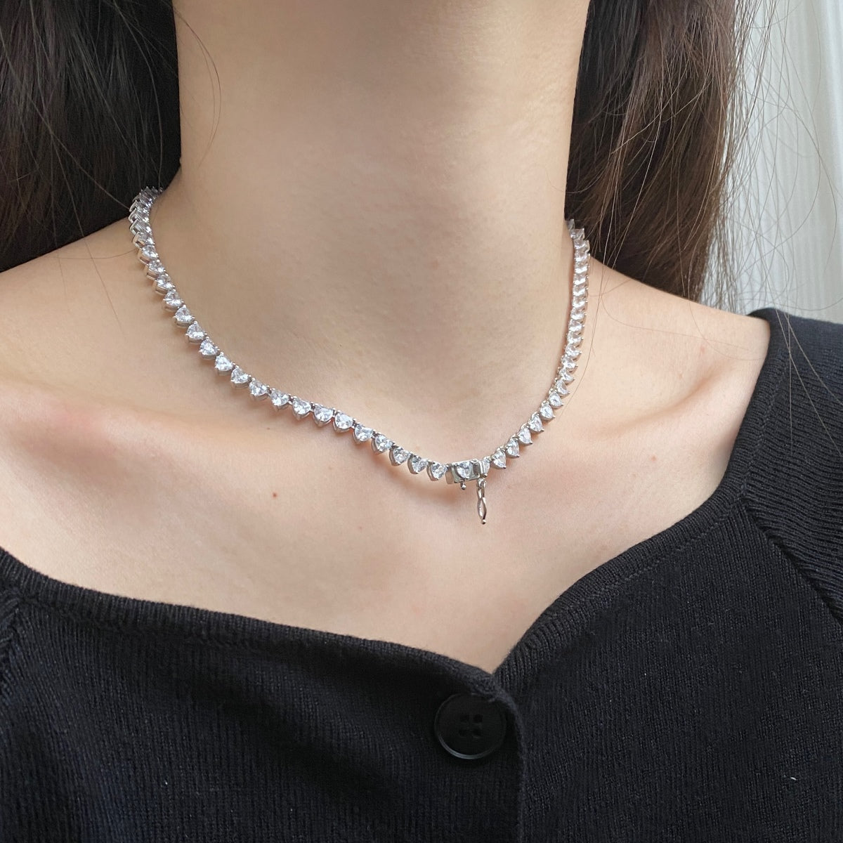Ornate Heart Cut Tennis Necklace – 79karat.co