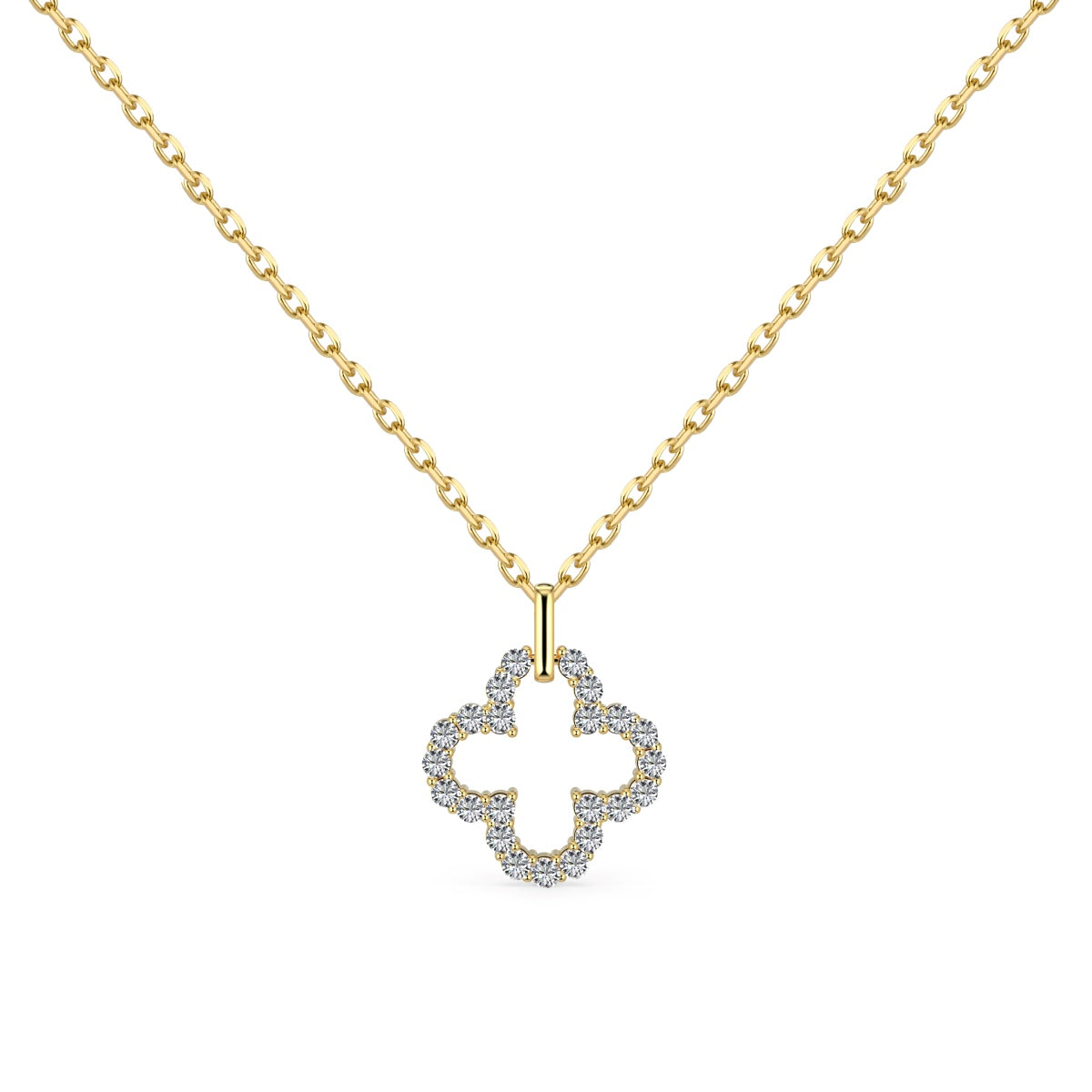 Four-Leaf Clover Hollow Design Exquisite Necklace