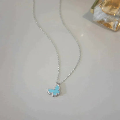 BUTTERFLY PENDANT SILVER TURQUOISE NECKLACE