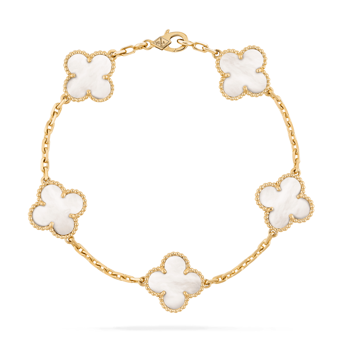 CLOVER BRACELET 5 MOTIFS WHITE MOP