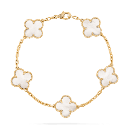 CLOVER BRACELET 5 MOTIFS WHITE MOP