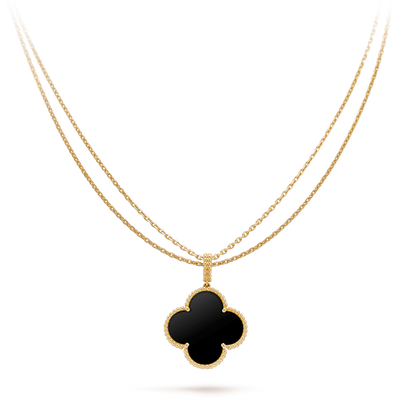 CLOVER NECKLACE GOLD ONYX