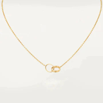 LOVE NECKLACE DOUBLE RING GOLD