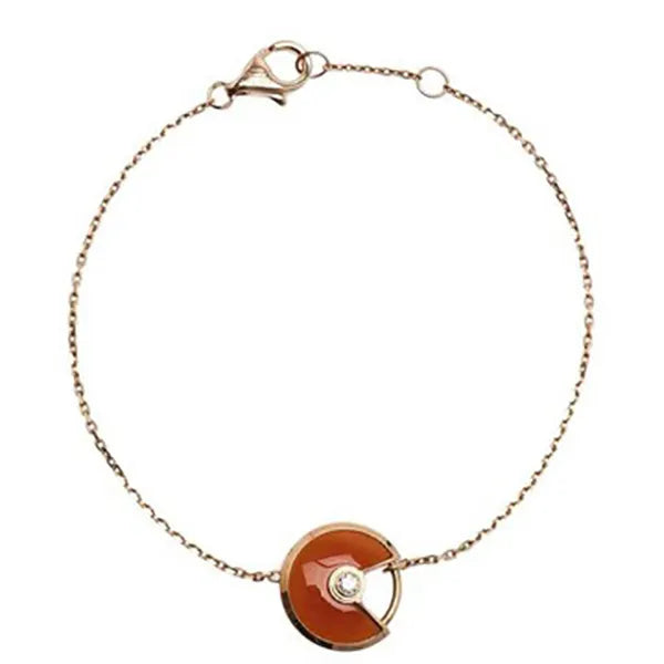 AMULETTE CARNELIAN PINK GOLD BRACELET