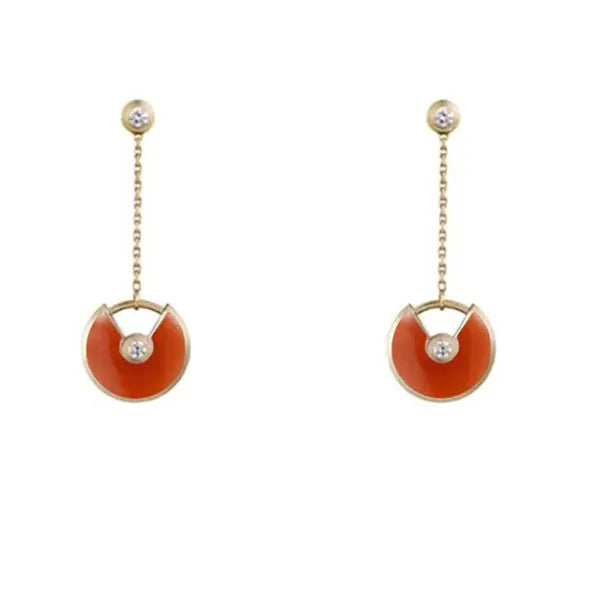 AMULETTE DROP EARRINGS CARNELIAN PINK GOLD