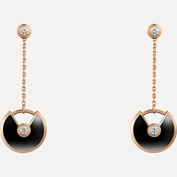 AMULETTE DROP EARRINGS ONYX PINK GOLD