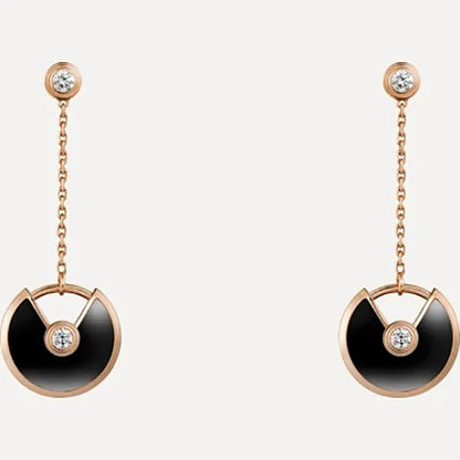 AMULETTE DROP EARRINGS ONYX PINK GOLD