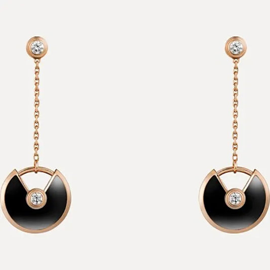 AMULETTE DROP EARRINGS ONYX PINK GOLD