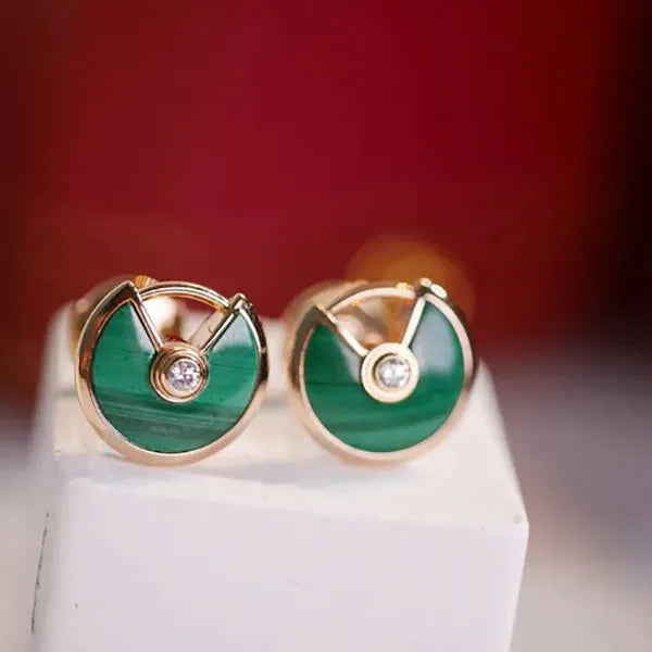 AMULETTE EARRINGS MALACHITE PINK GOLD