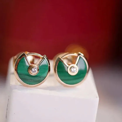 AMULETTE EARRINGS MALACHITE PINK GOLD