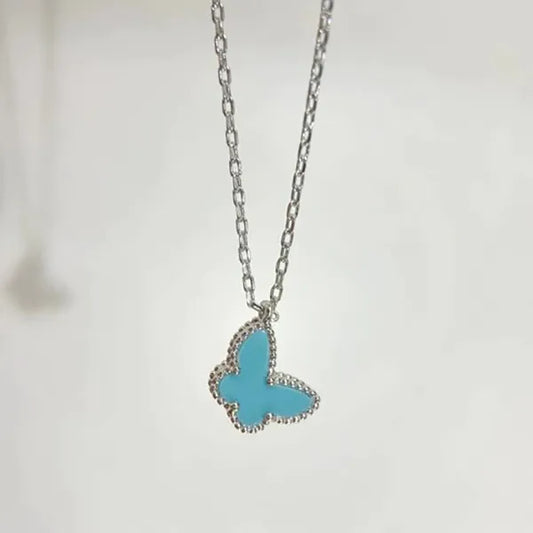 BUTTERFLY PENDANT SILVER TURQUOISE NECKLACE