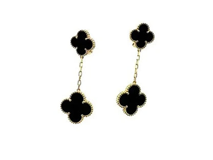 CLOVER 2 MOTIFS GOLD EARRINGS