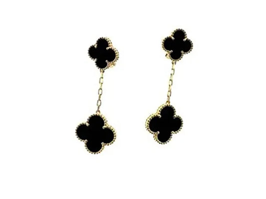 CLOVER 2 MOTIFS GOLD EARRINGS