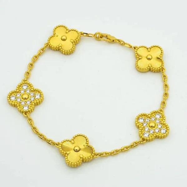 CLOVER BRACELET 5 MOTIFS GOLD DIAMOND