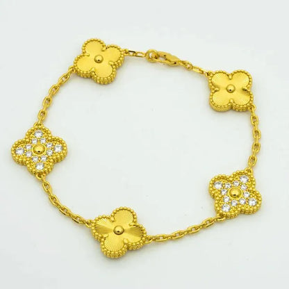 CLOVER BRACELET 5 MOTIFS GOLD DIAMOND