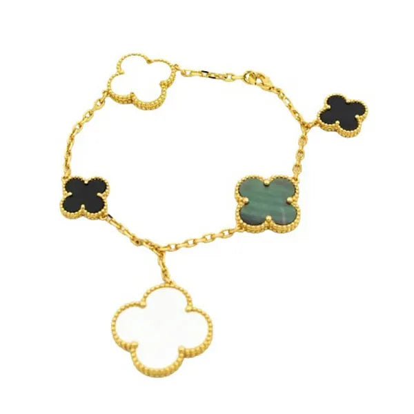 CLOVER BRACELET 5 MOTIFS ONYX MOP