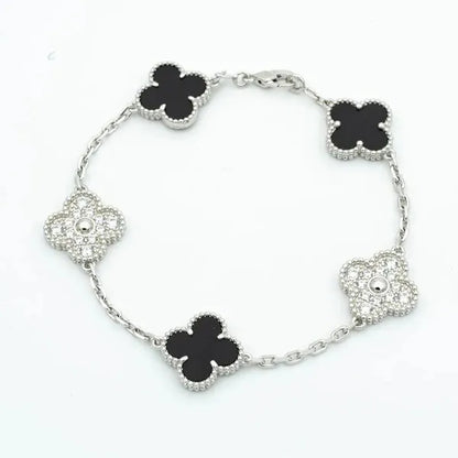 CLOVER BRACELET 5 MOTIFS ONYXS DIAMOND