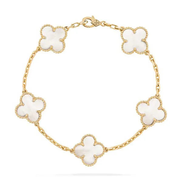CLOVER BRACELET 5 MOTIFS WHITE MOP