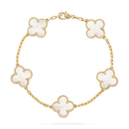 CLOVER BRACELET 5 MOTIFS WHITE MOP
