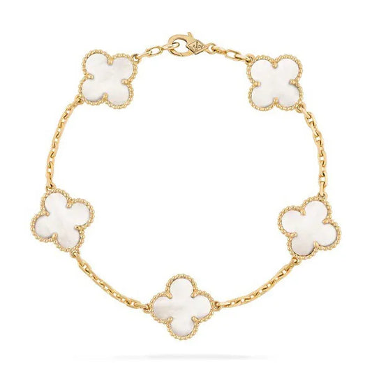 CLOVER BRACELET 5 MOTIFS WHITE MOP