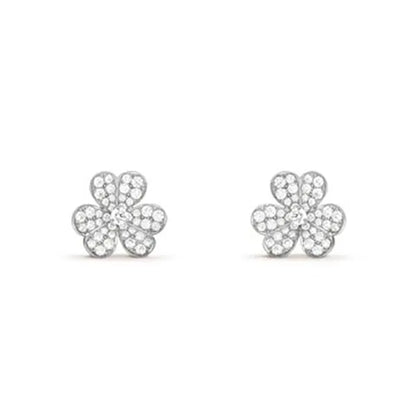 CLOVER COMOS SILVER DIAMOND EARRINGS