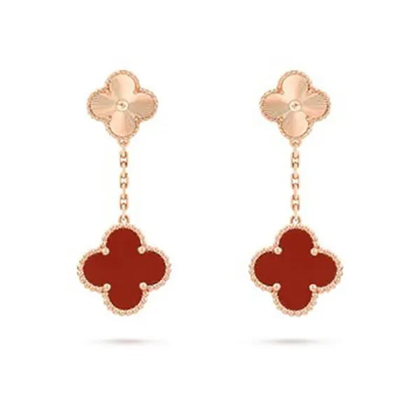 CLOVER EARRINGS GOLD AND CARNELIAN