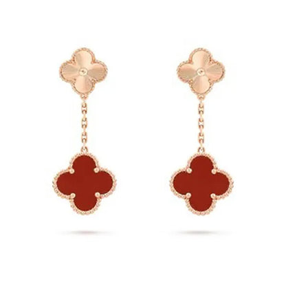 CLOVER EARRINGS GOLD AND CARNELIAN