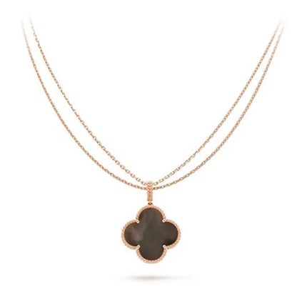 CLOVER GOLD DARK MOP BIG CLOVER NECKLACE
