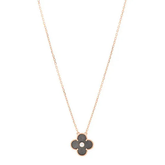 CLOVER GOLD DARK MOP CLOVER NECKLACE