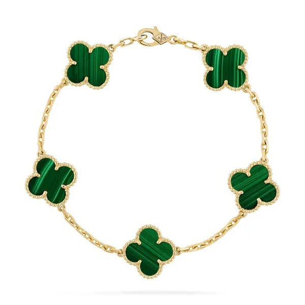 CLOVER MALACHITE BRACELET 5 MOTIFS