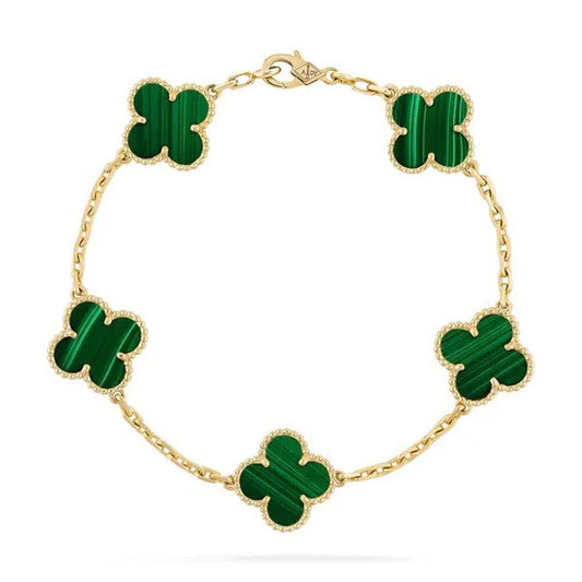 CLOVER MALACHITE BRACELET 5 MOTIFS