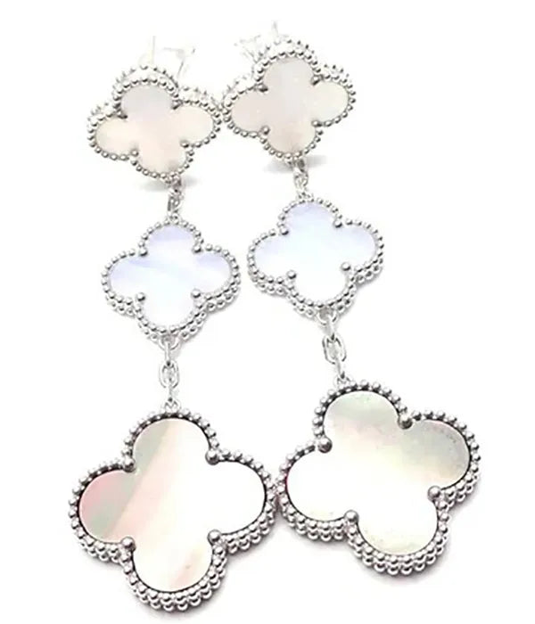 CLOVER MOP 3 MOTIFS SILVER EARRINGS