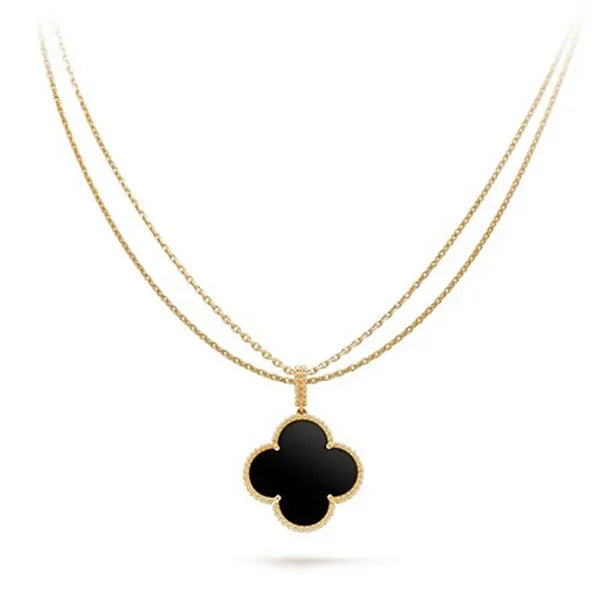 CLOVER NECKLACE GOLD ONYX