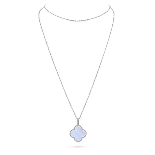 CLOVER SILVER CHALCEDONY BIG CLOVER NECKLACE