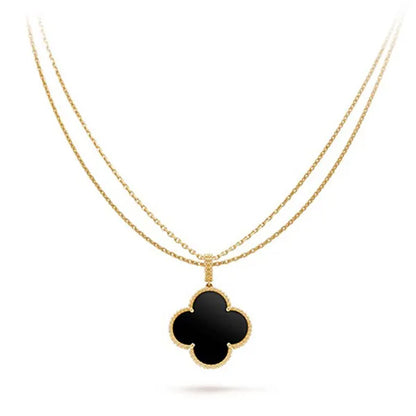 CLOVER SILVER ONYX BIG CLOVER NECKLACE