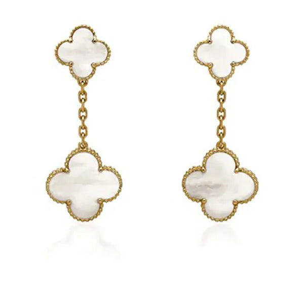 CLOVER WHITE MOP EARRINGS 2 MOTIFS