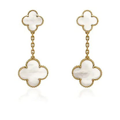CLOVER WHITE MOP EARRINGS 2 MOTIFS