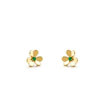 FRIVOLE GOLD FLOWER MALACHITE EARRINGS