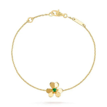 FRIVOLE GOLD FLOWER PINK MALACHITE BRACELET
