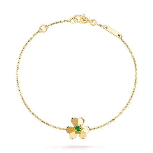 FRIVOLE GOLD FLOWER PINK MALACHITE BRACELET