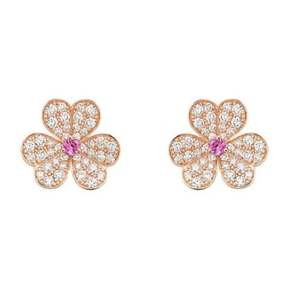 FRIVOLE PINK GOLD FLOWER DIAMOND EARRINGS