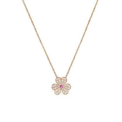 FRIVOLE PINK GOLD FLOWER DIAMOND NECKLACE