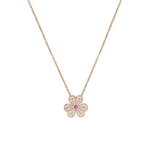 FRIVOLE PINK GOLD FLOWER DIAMOND NECKLACE