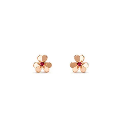 FRIVOLE PINK GOLD FLOWER PINK EARRINGS