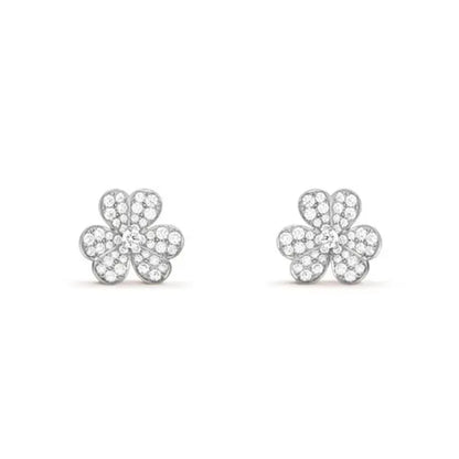 FRIVOLE SILVER FLOWER DIAMOND EARRINGS