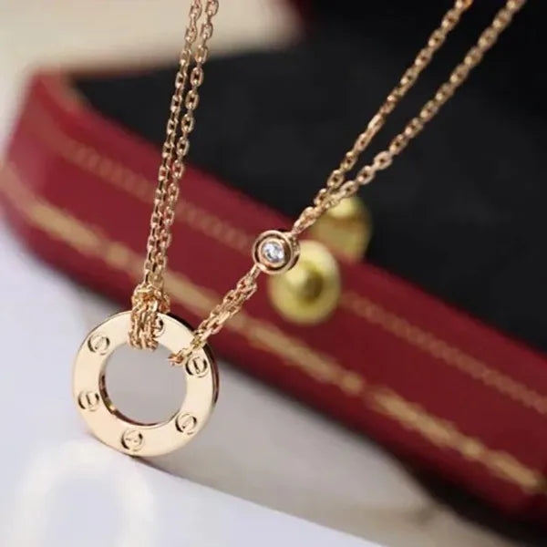 LOVE NECKLACE ADJUSTABLE ROSE GOLD 2 DIAMOND